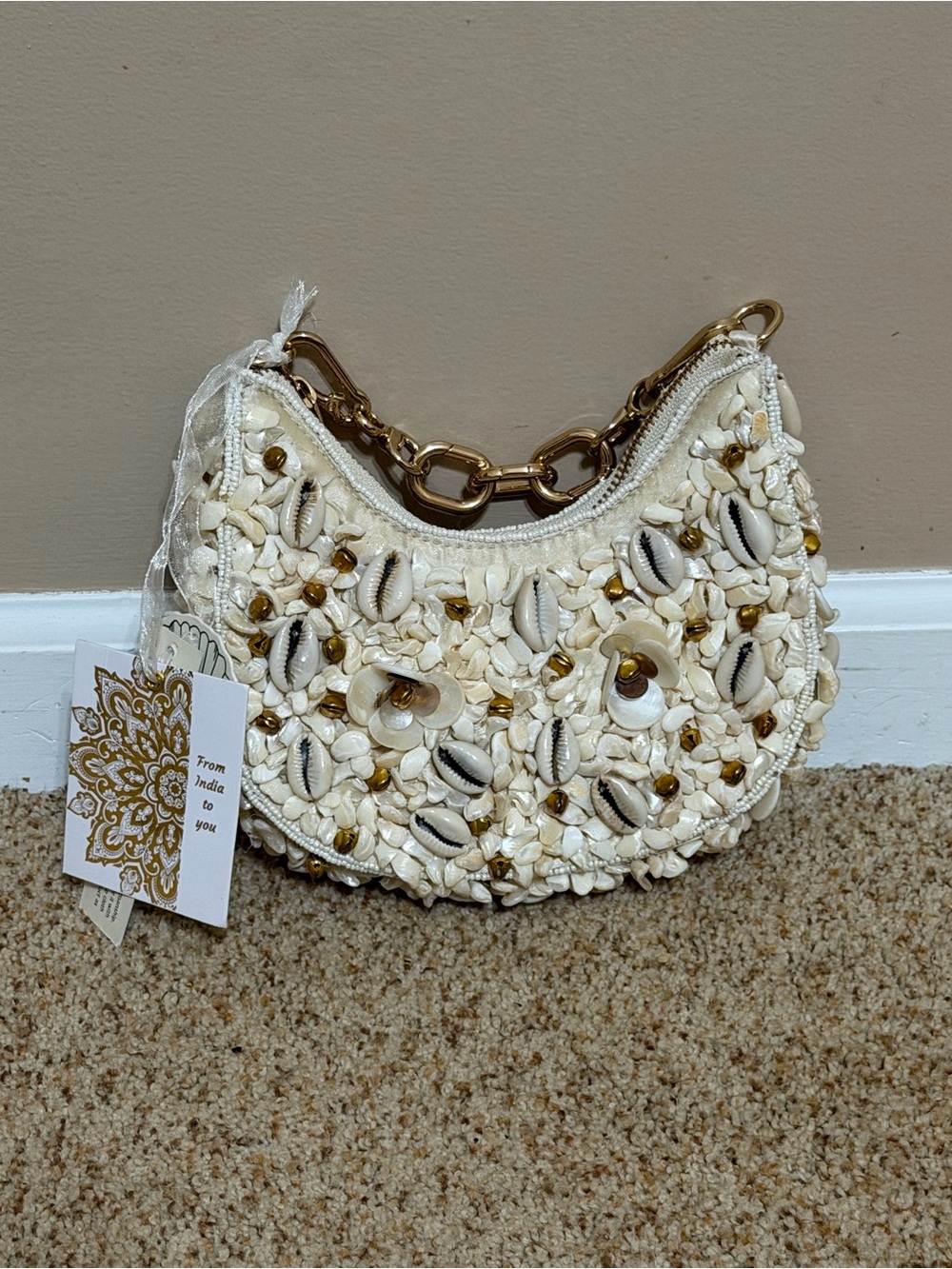 Handcrafted Ivory Shell-Embellished Purse